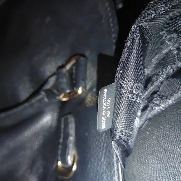 Michael Kors Satchel Hamilton Black Leather Handbag Gold Chain Strap Logo Plate - Picture 12 of 14